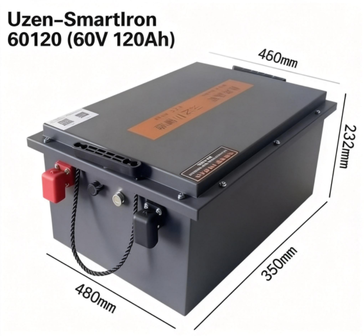 Uzen-SmartIron 60V(32Ah -150Ah) Smart BMS & Bluetooth LiFePO4 Battery  
